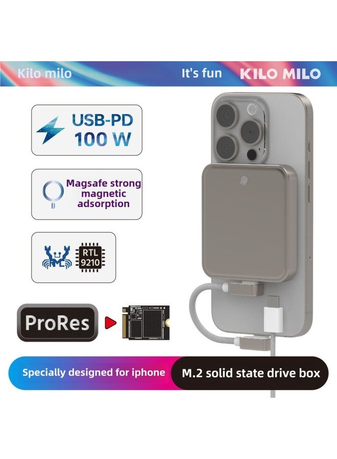 MagSafe Magnetic Solid-state Hard Disk Box M.2 2230 For Apple IPhone15pro External Recording ProRes-Color:Black + 256gb Solid State Drive - Image 2