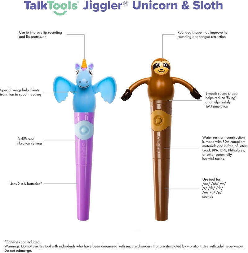 TalkTools Jiggler - Chewable Oral Facial Massager - Oral Sensory Massager - Calming Motor Therapy for Kids - Unicorn/Sloth - Set of 2 - Image 4