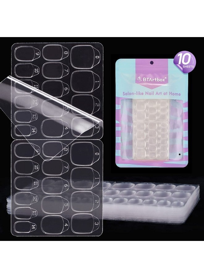 بي تي آرت بوكس ملصقات أظافر لاصقة للأظافر الصناعية - BTArtbox، 10 ورقات، 15 مقاسًا، ملصقات أظافر رقيقة جدًا ومقاومة للماء للأظافر الصناعية، 300 قطعة من ملصقات الأظافر اللاصقة الهلامية مزدوجة الجوانب للعناية بالأظافر - Image 1