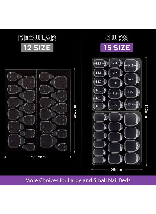 بي تي آرت بوكس ملصقات أظافر لاصقة للأظافر الصناعية - BTArtbox، 10 ورقات، 15 مقاسًا، ملصقات أظافر رقيقة جدًا ومقاومة للماء للأظافر الصناعية، 300 قطعة من ملصقات الأظافر اللاصقة الهلامية مزدوجة الجوانب للعناية بالأظافر - Image 3