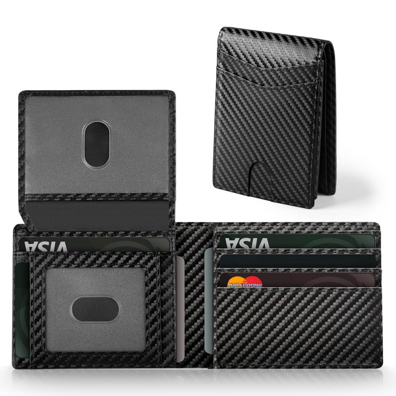 GNDR Wallet For Men RFID Blocking Leather Black Wallets Bifold Carbon Fiber Front Pocket Card Holder Mens Accessories With Gift Box - Image 1