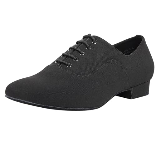 Linodes Breathable Oxford Men's Latin Dance Shoes 1 Inch Leather Sole Ballroom Salsa Tango Waltz Character Shoe-Black-11.5M - Image 1