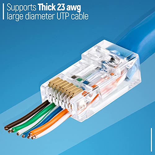 SETH ENTERPRISES (Cat 6a 25pcs pack Pass Through RJ45 UTP Gold Plated Connector 23AWG Ethernet Cable Ends for Solid Wire & Standard UTP Cable - Image 4