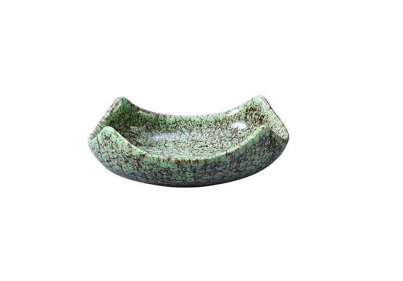 Caffeine Ceramic Handmade Green Crackle Serving Bowl Set of 1 - Image 2