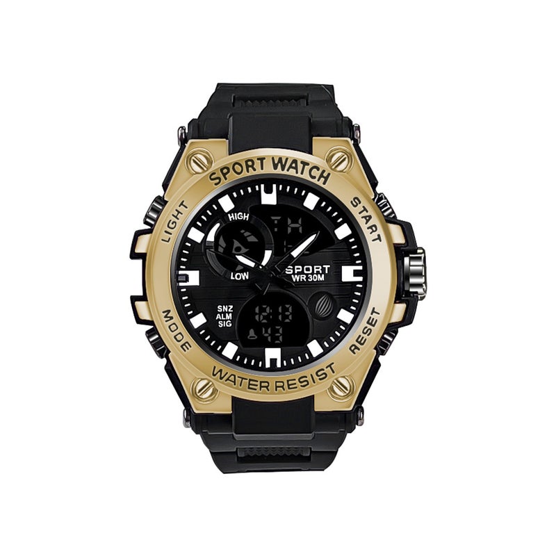 Trendy Sports Fashion Unisex Digital WatchesBlack Belt Gold Black Belt Gold