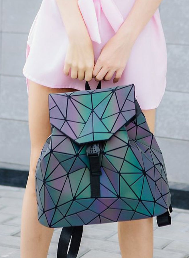 ليزان حقيبة ظهر مضيئة بتصميم أشكال هندسية مجسمة عاكسة رمادي/أسود - Image 4