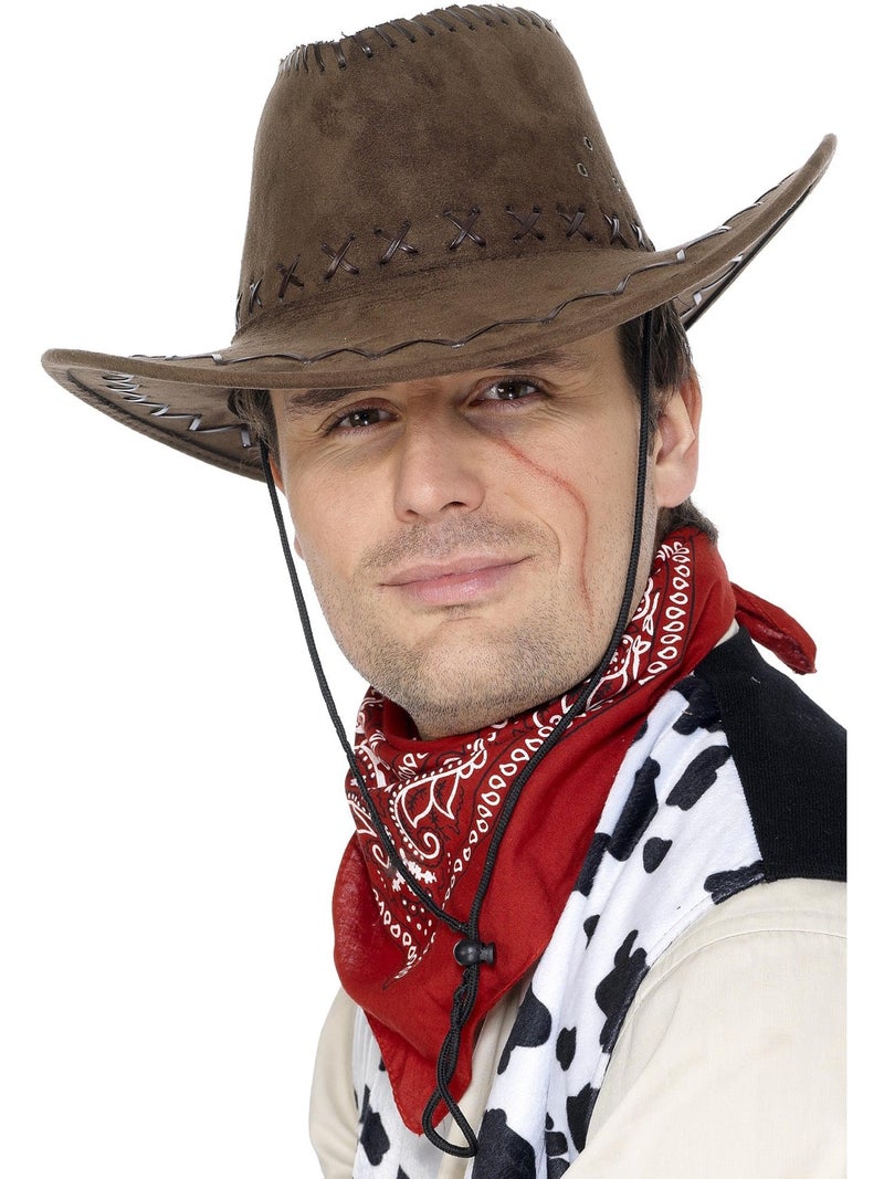 Smiffys Smiffy's Suede Look Cowboy Hat, Brown, 31688 - Image 1