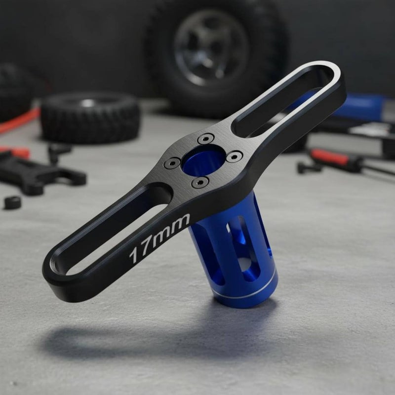 17mm RC Wheel Driver Anodized RC Car Wheel Nut Tool Sandblasted Finish 17mm Hex Socket, Blue With Black - Image 4