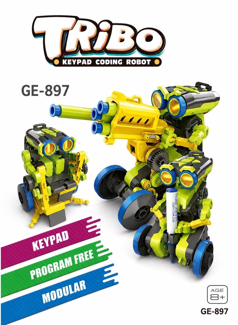 Pro'skit Pro’sKit GE-897 Tribo 3-in-1 Keypad Coding Robot – DIY Programmable STEM Robot Kit for Kids (Sharpshooter, Painter & Sweeper) - Image 2