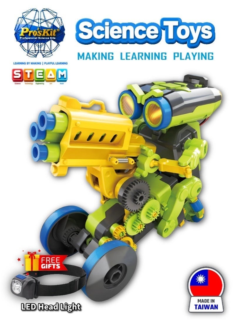Pro'skit Pro’sKit GE-897 Tribo 3-in-1 Keypad Coding Robot – DIY Programmable STEM Robot Kit for Kids (Sharpshooter, Painter & Sweeper) - Image 1