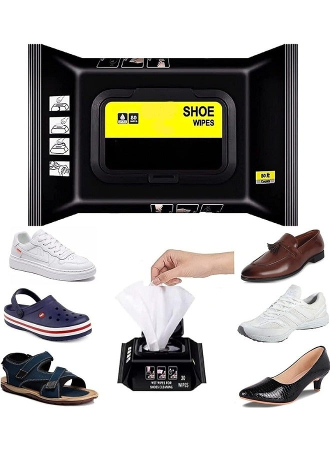 مناديل تنظيف الأحذية أحادية الاستخدام لإزالة الأوساخ وتنظيف الأحذية الرياضية البيضاء - 80 منديل - Image 1