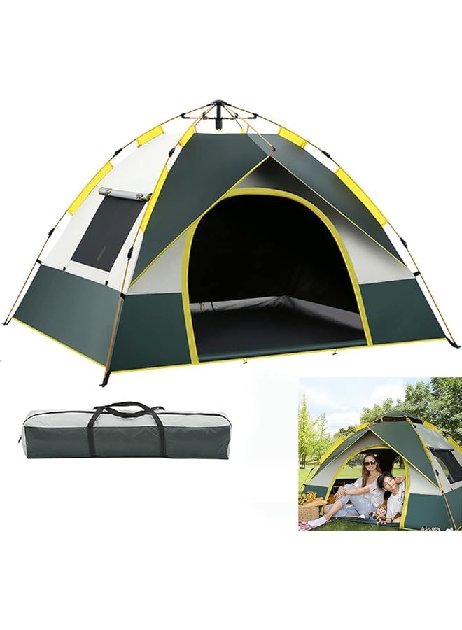 Green Tiger Camping Tent, Sun Protection Tent Camping With Floor Pegs And Windproof Rope, Portable Waterproof Tent Outdoor With Tent Storage Bag, Weather Resistant Automatic Tent For Glamping, Travel