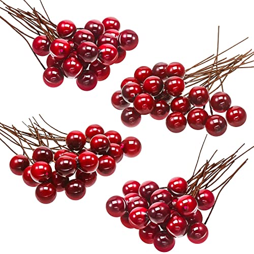 Ascension 50pcs Artificial Holly Berries, 10 mm Fake Berries Decor on Wire for Christmas Tree Decorations Flower Wreath DIY Craft Use (Red) - Image 2