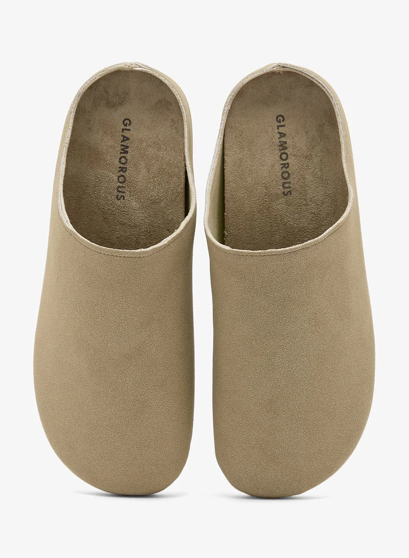 Glamorous TAUPE MF Suedette Mule Clogs for Women | Best Price UAE