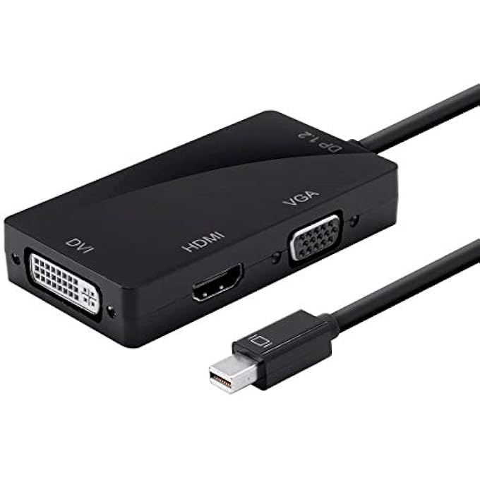rayihni MINI DISPLAYPORT 1.2A / THUNDERBOLT TO 4K HDMI, DVI, AND VGA PASSIVE ADAPTER, BLACK (112799) - Image 1