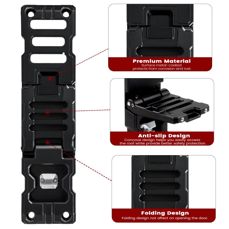 KANGIKX Side Door Hinge Foot Step - Folding Hinge Steps for Jeep Wrangler Accessories 2007-2023 JK JKU JL JLU & Gladiator JT, Aluminum Alloy Pedal Rooftop w/Bottle Opener -Pack 1 (Not fit 2021 Gladiator) - Image 3