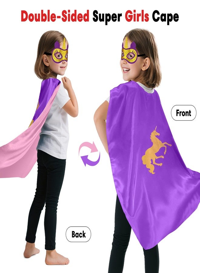 D.Q.Z Toddlers Super Hero Costumes for Girls Superhero-Capes Rainbow TuTu, Princess Dress Up Birthday Gifts for 3-6 (Purple) - Image 3
