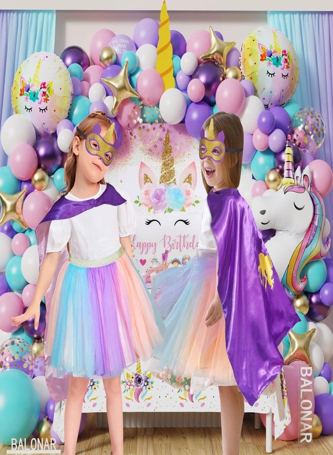 D.Q.Z Toddlers Super Hero Costumes for Girls Superhero-Capes Rainbow TuTu, Princess Dress Up Birthday Gifts for 3-6 (Purple) - Image 2