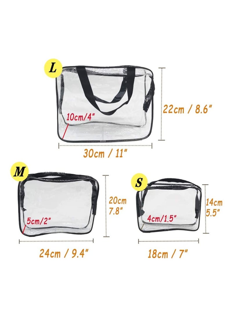 ORiTi 3-Piece Clear Toiletry Bags, Clear Plastic Cosmetic Bag With Zipper PVC Make-Up - Image 2