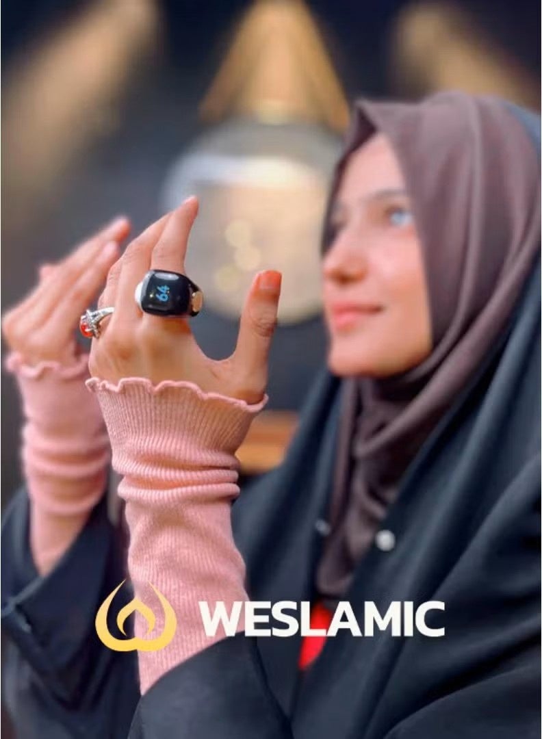 iTasbih Salam Smart Ring OLED Zikr Counter Ring & Prayer Reminder Smart Ring | Digital Tasbih Counter Finger Ring Islamic Misbaha for Daily Dhikr | Bluetooth Enabled Smart Ring with App Sync | Waterproof Design, Magnetic Fast Charging, Adjustable Fit |  Portable Muslim Prayer Tracker Wearable Gadget for Men & Women - Image 4