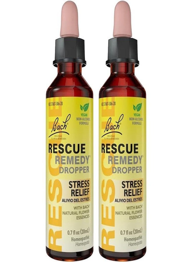 RESCUE Bach RESCUE Remedy Dropper 20mL - Pack of 2 - Natural Stress Relief, Homeopathic Flower Essence, Vegan, Gluten & Sugar-Free, Non-Habit Forming (Non-Alcohol Formula) - Image 1