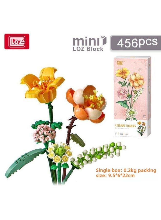 Loz Li Zhi 1657 Building Blocks Flower Small Particles Children Assembled Diy Eternal Flower Girl Creative Toy Gift Cross-border-Color:1659 All The Way To The Sun (excluding Vase) - Image 5