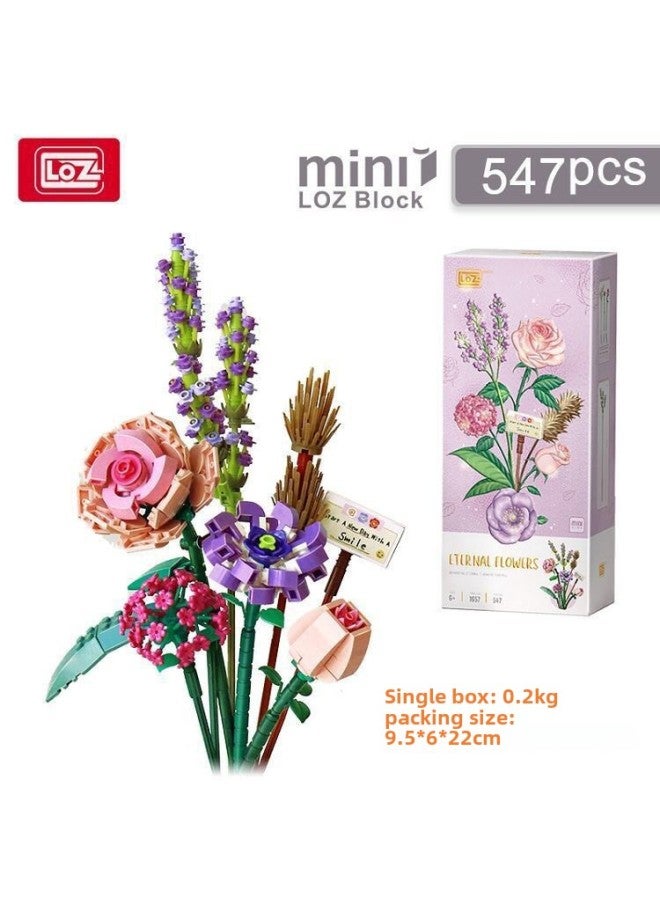 Loz Li Zhi 1657 Building Blocks Flower Small Particles Children Assembled Diy Eternal Flower Girl Creative Toy Gift Cross-border-Color:1659 All The Way To The Sun (excluding Vase) - Image 3