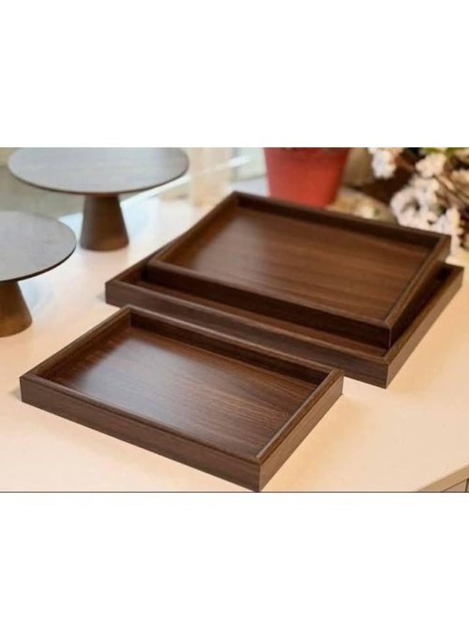 Square wooden serving tray set – elegant and versatile design (3 pieces) - Image 3