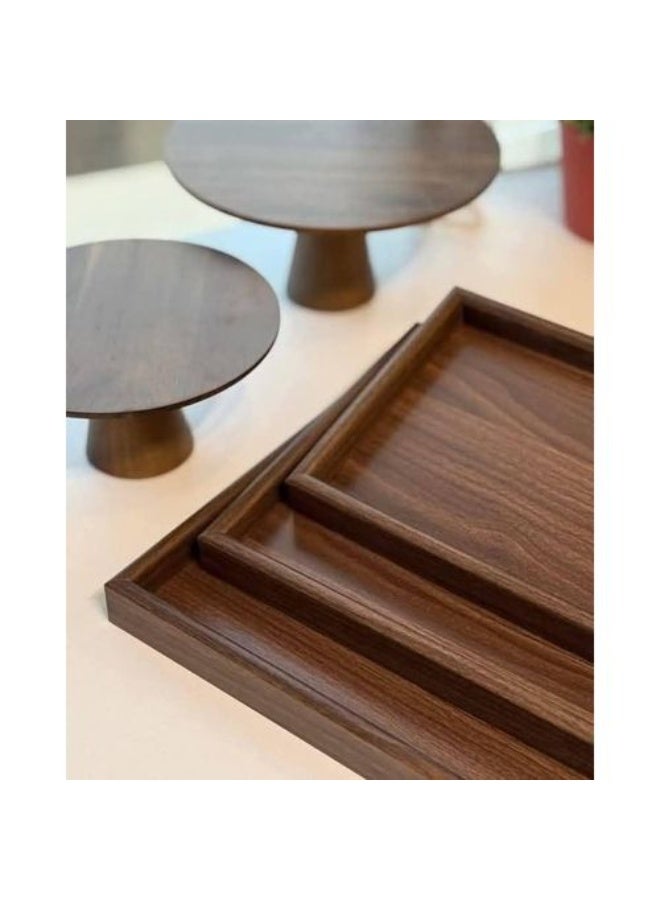 Square wooden serving tray set – elegant and versatile design (3 pieces) - Image 2