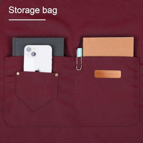 LOYGLIF Apron for Men Women with Adjustable Straps and Large Pockets, Canvas Cotton Cooking Kitchen Chef Bib Aprons Waterproof Red - Image 4