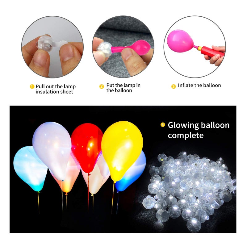 Aogist 50pcs White LED Balloon Lights, Tiny Led Lights Mini Round LED Ball Lamp for Paper Lantern Balloons, Indoor Outdoor Party Event Fun Party Supplies Halloween Christmas Wedding Decoration - Image 2