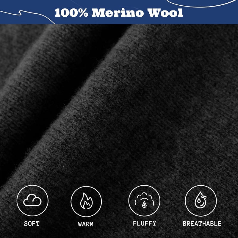ACUSHLA 100% Merino Wool Balaclava for Women & Men Winter Warm Knit Hooded Scarf Hoodie Hat and Scarf Set in One - Image 3
