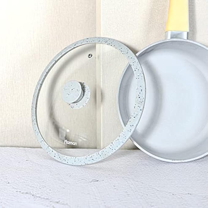 فيسمان غطاء زجاجي بحافة سيليكون، مقاس 24 سم، غطاء زجاجي مقوى للأواني والمقالي، حافة سيليكون مقاومة للحرارة، يناسب غطاء مقلاة بديل وأغطية من الحديد الزهر، رمادي فاتح - Image 5