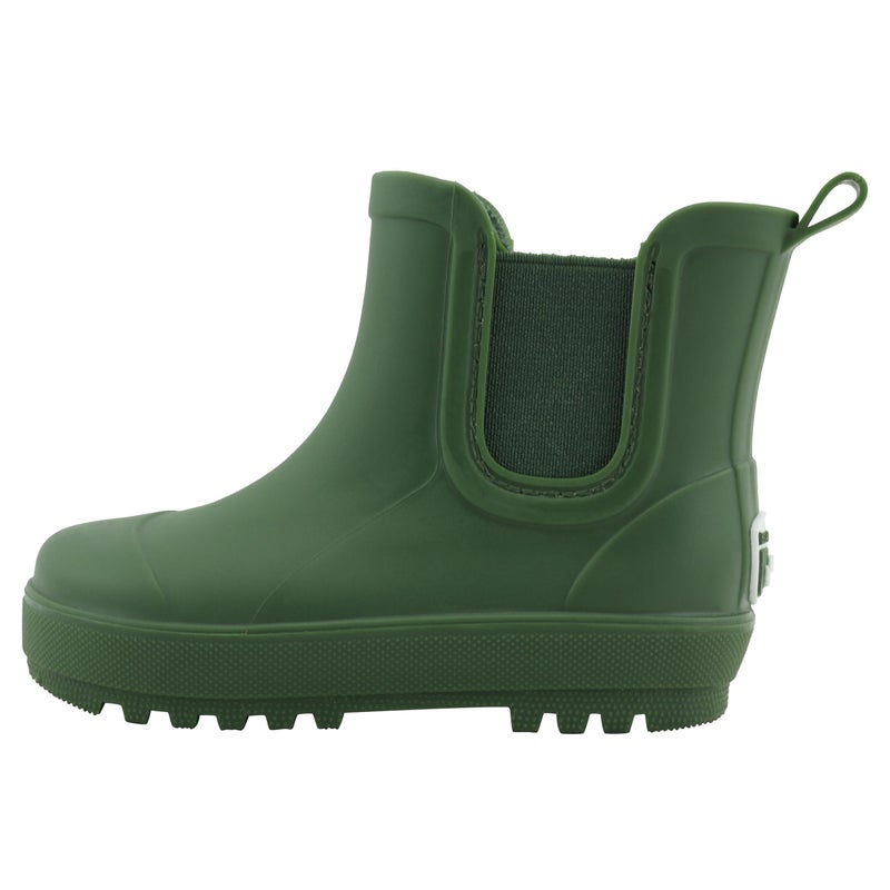 BEARPAW Toddler and Kids' Rain Boots with Faux-Fur Lining â€“ Waterproof Rubber Chelsea Boot for Boys & Girls â€“ Hunter Green, Size 3 - Image 3