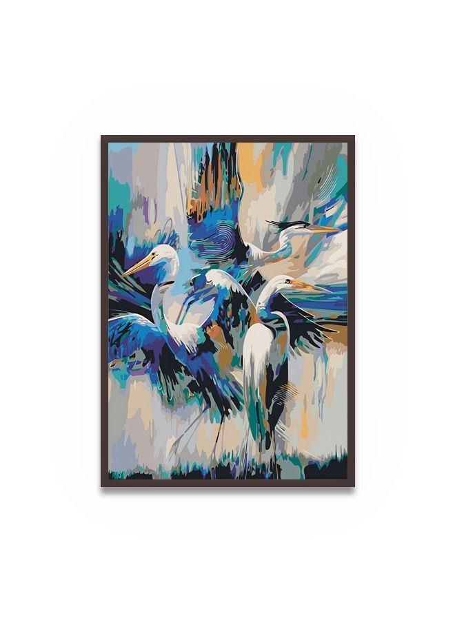 ماركتنا لوحة جدارية قماشية فنية لتزيين الحائط بتصميم عصري مع برواز بني مجوف مقاس 120x80سم قطعة واحدة - Image 2