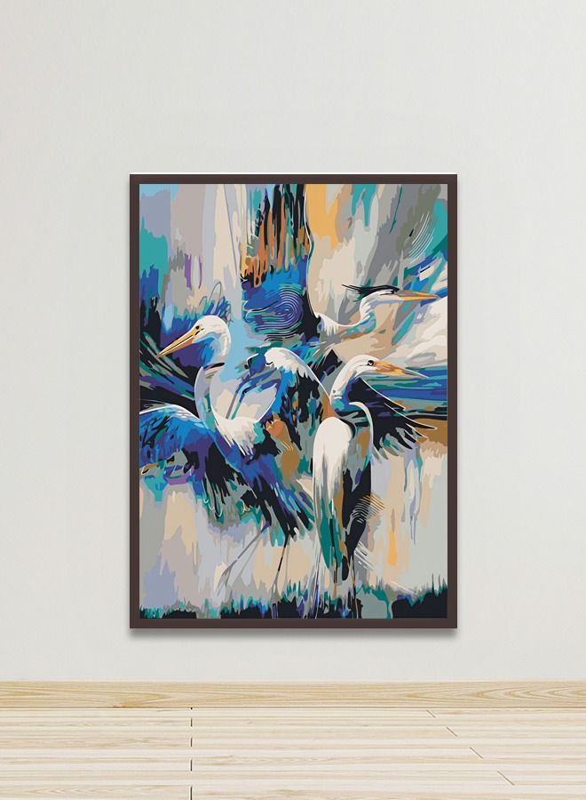 ماركتنا لوحة جدارية قماشية فنية لتزيين الحائط بتصميم عصري مع برواز بني مجوف مقاس 120x80سم قطعة واحدة - Image 1