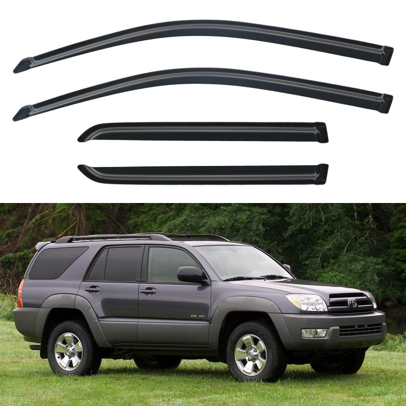 YQAUTEC Window Visors Rain Guards Shield for 2003-2009 Toyota 4Runner, Out-Channel Window Vent Wind Deflectors Visors Shades for 03 04 05 06 07 08 09 4Runner - Image 1