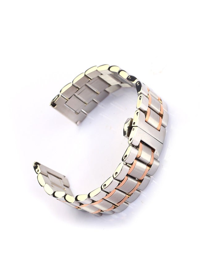For Samsung Huawei Master Stainless Steel Five-bead Strap Iwatch8 Double Press Solid Butterfly Buckle Apple Strap - Image 5