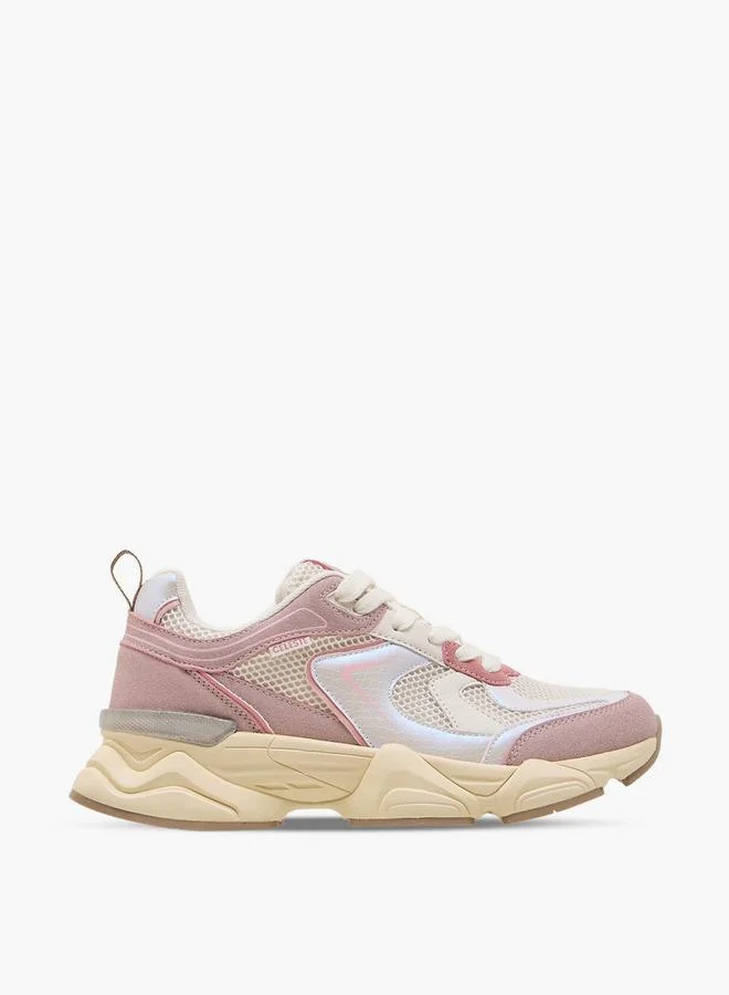 Celeste BLUSH Women Mesh Panel Lace-Up Sneakers for Women | Best Price UAE