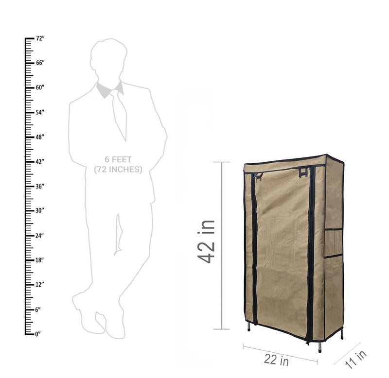 PHILOSHOP PHILOSHOP Multipurpose Collapsible Wardrobe 6 Layer Rack with Cover NonWoven Fabric Stainless SteelBeige Metal - Image 5