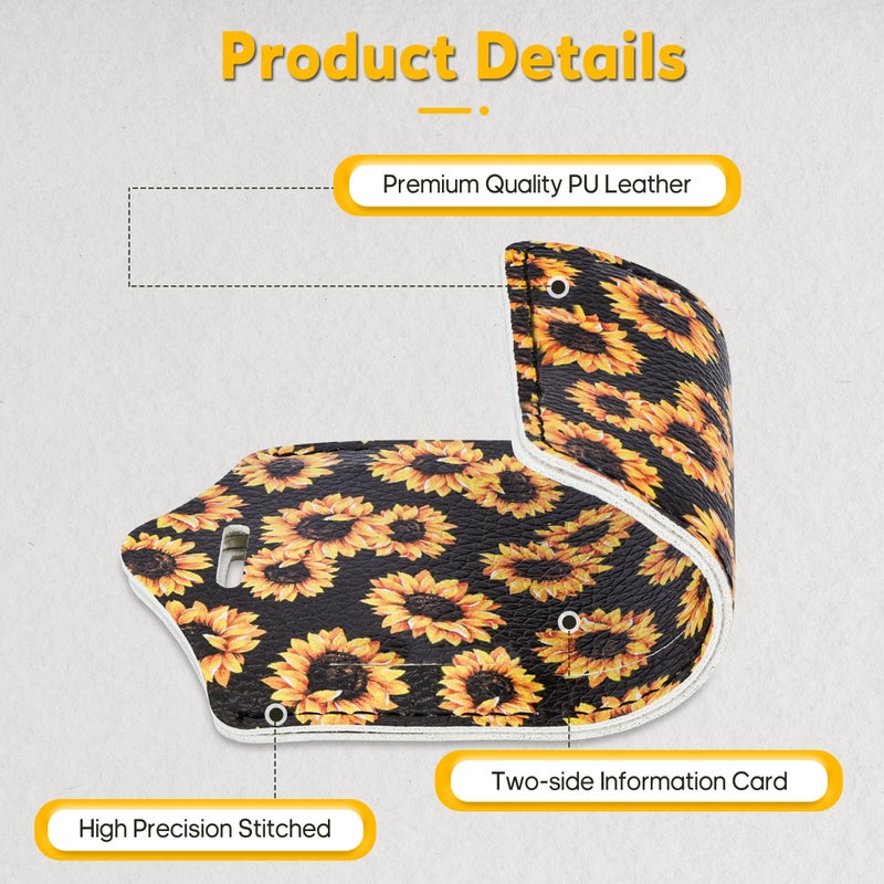 Travelambo Travelambo Luggage Tags for Suitcases Faux Leather Privacy Protection 2 Pack Bag Tags Travel Accessories Essential, Sunflower  - Image 4