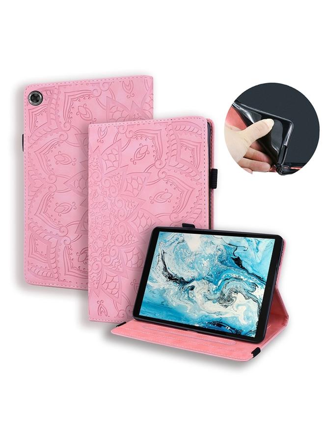 اس-توب جراب لجهاز لينوفو تاب M8 TB-8505F 8505X 8.0، تصميم جلد العجل المزدوج القابل للطي، جراب من الجلد المنقوش مع حامل وفتحات للبطاقات وفتحة للقلم وشريط مطاطي - Image 1