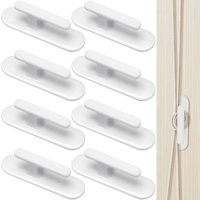 Yulejo 8 Pieces Blind Cord Twister Safety Hooks Adhesive Blind Cord Holder Window String Holder Child Proofing Wind Up for Home Office Kindergarten Use