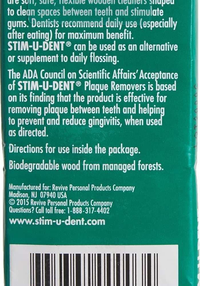 Stim-U-Dent Mint Plaque Removers - 4 Pack of 25 Soft Wooden Cleaners for Oral Hygiene - Image 2