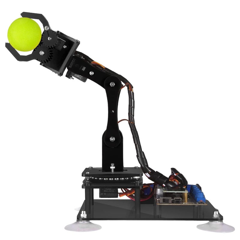 Adeept مجموعة ذراع الروبوت Adeept 5-DOF 5Axis متوافقة مع Arduino IDE قابلة للبرمجة DIY ترميز STEM ذراع الروبوت مع شاشة OLED ومعالجة الكود ودروس PDF - أسود - Image 1