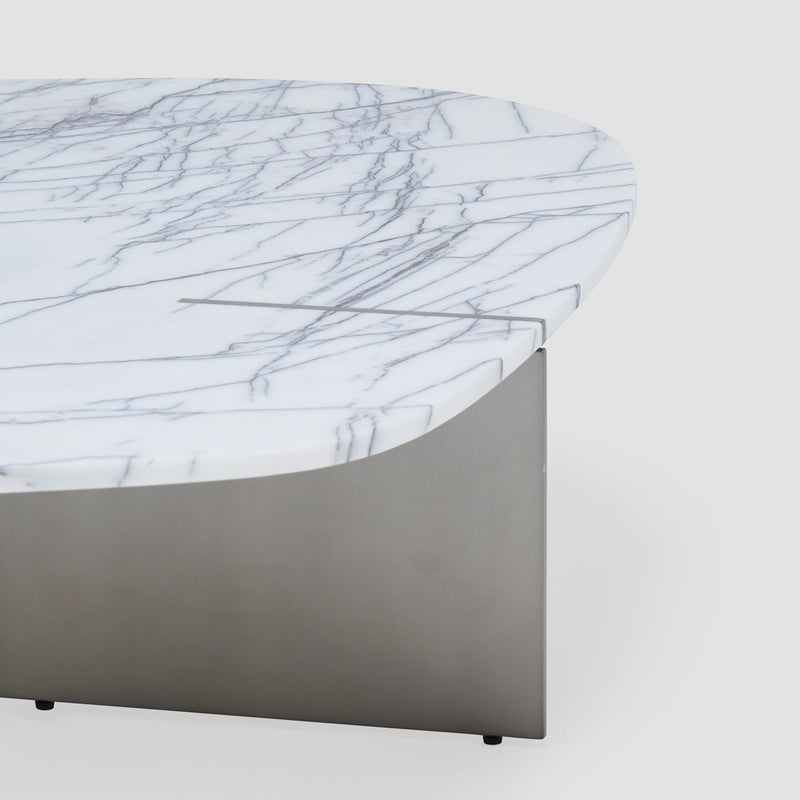 AL HUZAIFA FURNITURE Julienne Center Table, Top With Turkish Lilac Natural Marble, In Metal Legs - Image 4