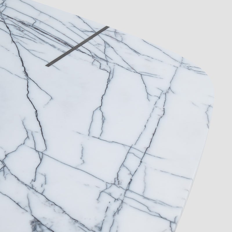 AL HUZAIFA FURNITURE Julienne Center Table, Top With Turkish Lilac Natural Marble, In Metal Legs - Image 3