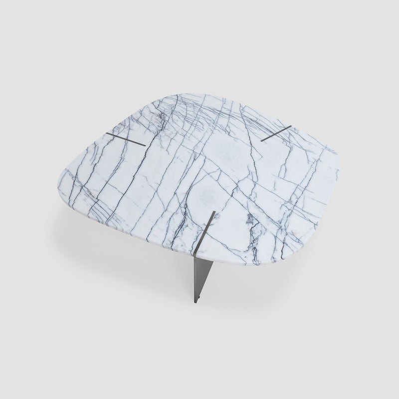 AL HUZAIFA FURNITURE Julienne Center Table, Top With Turkish Lilac Natural Marble, In Metal Legs - Image 2