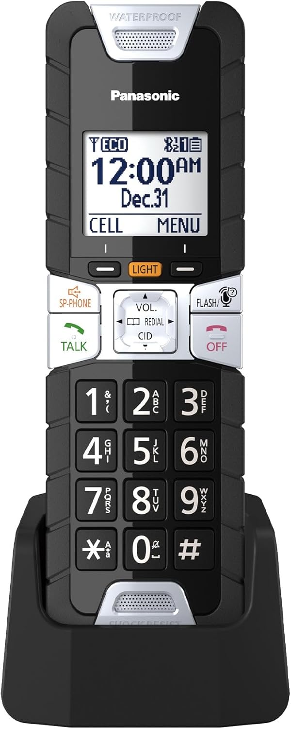 Panasonic Rugged Cordless Phone Handset Accessory Compatible with TGD8xx TGE6xx and TGF9xx Series Cordless Phone Systems  KXTGTA61B Black