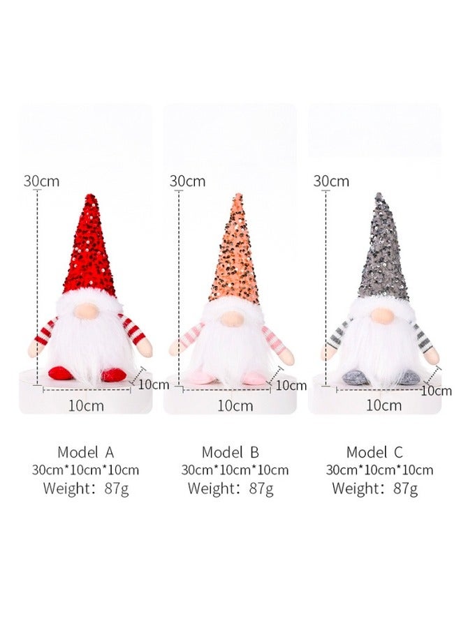 GGEROU Christmas Gnome Decoration Set of 3, Christmas Gonks Gnomes Plush Swedish, Christmas Gonks Light Up Ornaments - Image 4